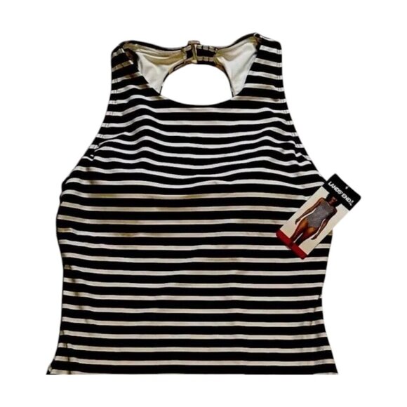 Lands' End Ladies' Swimsuit One Piece Blue and White stripe Soft Cup Medium - Picture 3 of 6